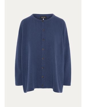Eskandar Slim Sleeve Cardigan - Blue