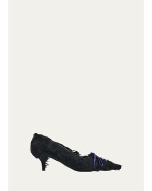 Prada 55Mm Feather Lace-Up Pumps - White