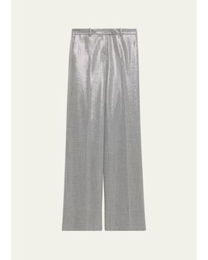 Michael Kors Camilla Sequin Pinstripe Wide-Leg Pants - Gray