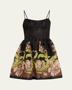 Cara Cara Alba Floral Fit-And-Flare Mini Dress - Black