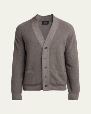 Brioni Wool, Cashmere And Silk 18Gg Knit Cardigan - Gray