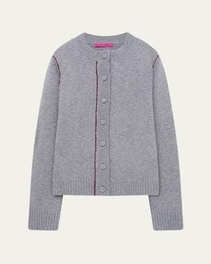 The Elder Statesman Glacier Cashmere Crewneck Cardigan - Gray