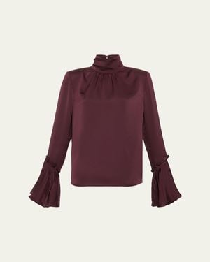 Ramy Brook Christy Ruffle-Cuff Blouse - Purple