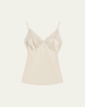 Stella McCartney Lace Trim Silk Slip Top - Natural