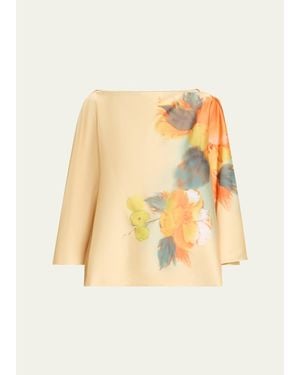 Cinq À Sept Carole Watercolor Floral Top - Natural
