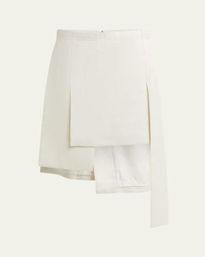 Setchu Layered Asymmetric Silk Wool Midi Skirt - White