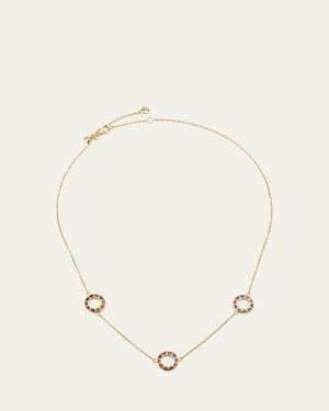 Jan Leslie Lapis, Tigers Eye, And Carnelian Dash Triple Circle Station Necklace - Natural