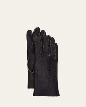 Guanti Giglio Fiorentino Lambskin Shearling-Lined Gloves - Black