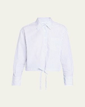 WE-AR4 The Cc Striped Drawstring Cotton Shirt - White