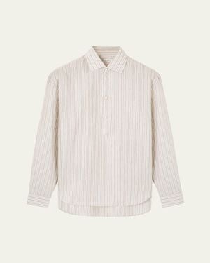 Loro Piana Raffaele Cotton And Linen Stripe Sport Shirt - Natural