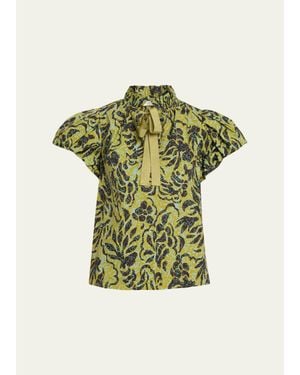Ulla Johnson Estela Batik Floral Blouse - Green