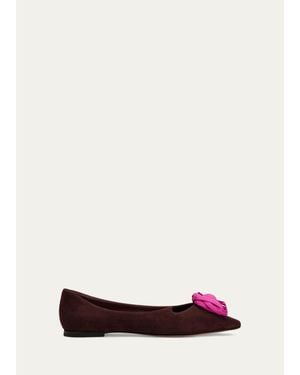 Roger Vivier I Love Vivier Rosette Suede Ballerina Flats - White
