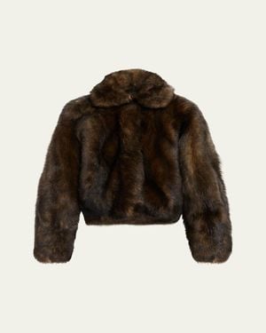 Brunello Cucinelli Lamb Shearling Zip Jacket With Monili Trim - Brown