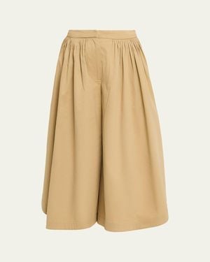 Adam Lippes Athena Pleated Wide-Leg Crop Tulip Pants - Natural