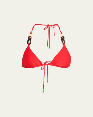 Ramy Brook Nancy Ring Triangle Bikini Top - Red