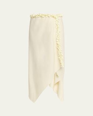 DIOTIMA Darliston Embellished Asymmetric Linen Midi Skirt - Natural