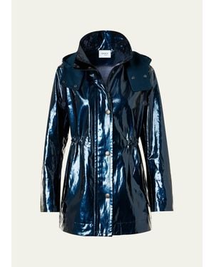 Akris Punto Lacquered Short Parka Jacket - Blue