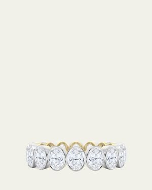 HauteCarat 18K Oval Cut Bezel Lab Grown Diamond Eternity Band, 6.0Tcw - Natural