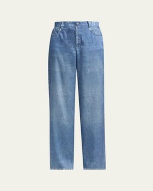Kobi Halperin Sage Denim-Print Wide-Leg Pants - Blue