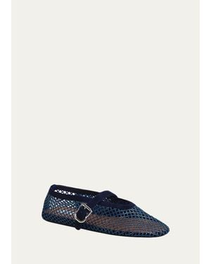 Alaïa Crystal Mesh Ballet Flats - Blue