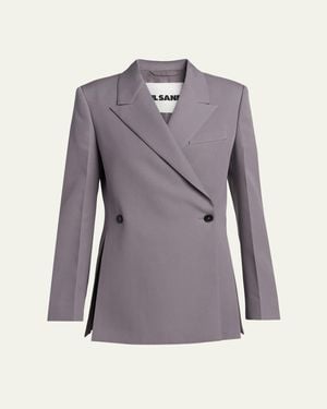 Jil Sander Side Slits Double-Breasted Blazer Jacket - Purple