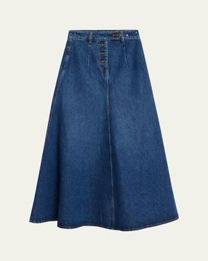 A.W.A.K.E. MODE Cut-Out Denim Maxi Skirt - Blue