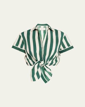 Cara Cara Asbury Tie-Front Cotton Button-Front Top - Green