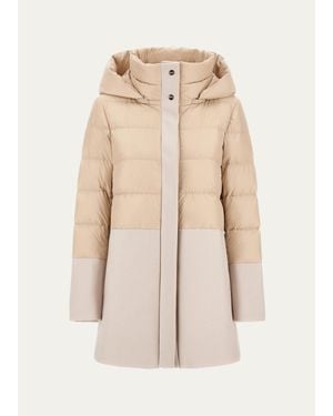 Herno Woven Half Down-Fill Jacket - Natural