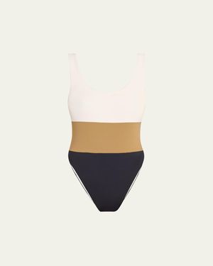 Anemos Hume Tricolor One-Piece Swimsuit - White