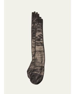 Jil Sander Patent Leather Shoulder Gloves - White