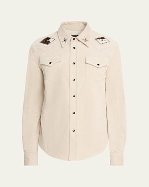Cout de la Liberte Stevie Cord-Embellished Western Shirt - Natural