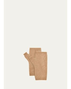 Fleurette Brushed Cashmere Fingerless Gloves - White