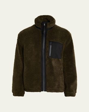 Vince Faux Sherpa Zip-Up Jacket - Black