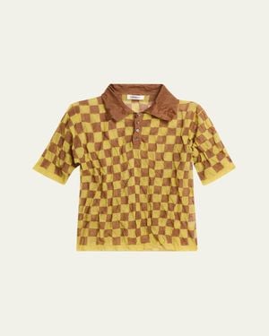 Zankov Check Print Polo Shirt - Metallic