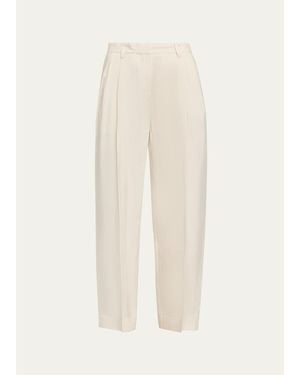 TOTEME Garderob Double-Pleat Straight-Leg Ankle Pants - White