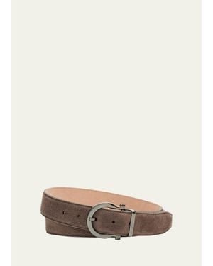 Ferragamo Gancio-Buckle Reversible Leather Belt - White