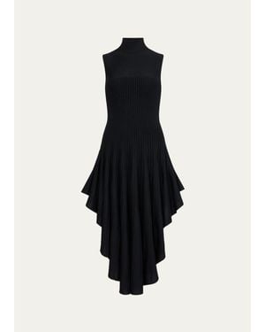 Alaïa Mock-Neck Sleeveless Sculpted Pointed Midi Dress - Blue