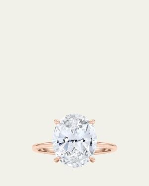 HauteCarat Oval Hidden Halo Lab-Grown Diamond Ring - Natural