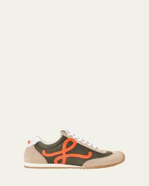Loewe Ballet Runner 2 Mesh And Suede Low-Top Sneakers - Natural