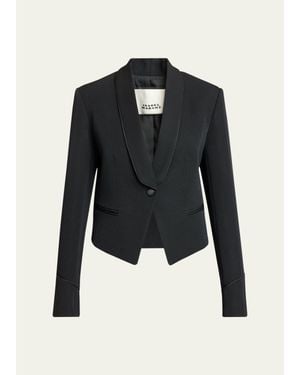 Isabel Marant Pialena Satin Trim Single-Breasted Tailored Jacket - Black
