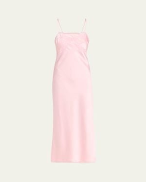 LoveShackFancy Isolie Lace Bow Crepe Midi Dress - Pink