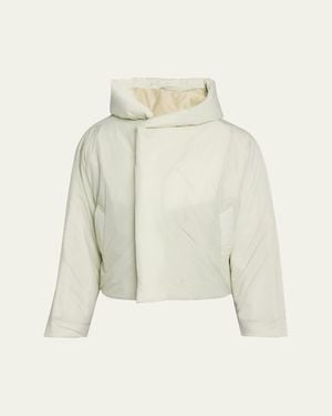 Homme Plissé Issey Miyake Duvet Hooded Short Coat - Natural