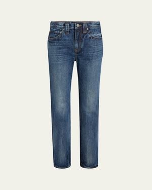 KHAITE Farley Straight-Leg Acid-Washed Jeans - Blue