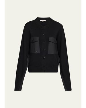 FRAME The Contrast Cashmere Cardigan - Black