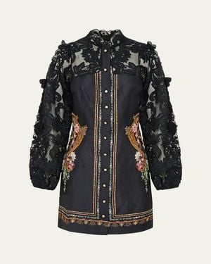 CAMILLA Lace Sleeve Mini Dress - Black