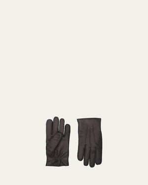 Agnelle Patina Leather Gloves - Black