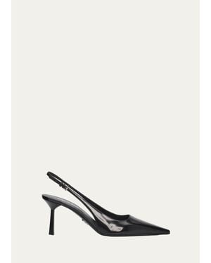 Prada 75Mm Patent Leather Slingback Pumps - White