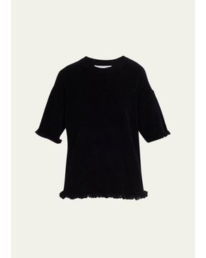 Maria McManus Drop-Shoulder Frayed Short-Sleeve T-Shirt - Black