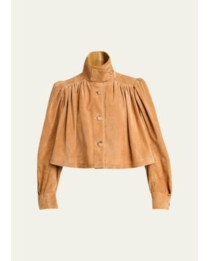 Chloé Shirred Suede Jacket - Natural