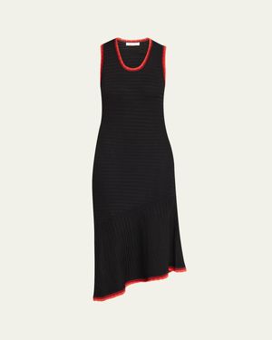 Wales Bonner Sun Asymmetric Knit Cutout Sleeveless Midi Dress - Black